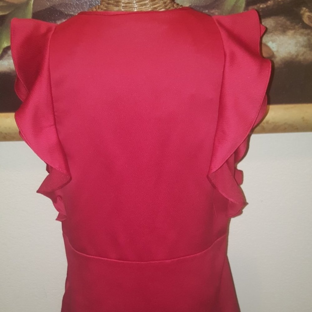 Michael Kors Red Ruffle Blouse - Picture 2 of 5